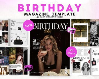 Plantilla de revista de cumpleaños: Un elegante recuerdo (Canva editable)