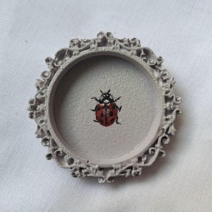 Dipinto a olio originale di una piccola coccinella, colori pastello, coleotteri dipinti a mano, mini dipinto a olio, arte murale, pezzo unico per la casa o come idea regalo, io