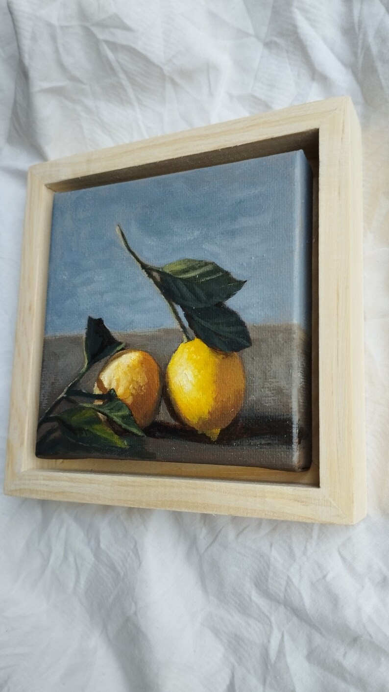 Lemon Oil Painting I Lemon Art Painting Artwork original oil painting I oil canvas art l painting Gift Birthday present image 4