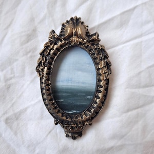 Dipinto a olio originale di piccole dimensioni raffigurante il mare, uccelli, onde dipinte a mano, mini dipinto a olio, arte murale, pezzo unico per la casa o come idea regalo