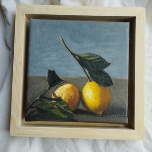 Lemon Oil Painting I Lemon Art Painting Artwork original oil painting I oil canvas art l painting Gift Birthday present image 1