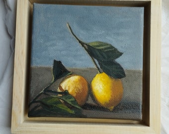 Lemon Oil Painting I Lemon Art | Painting | Artwork | original oil painting I oil canvas art l painting | Gift | Birthday present