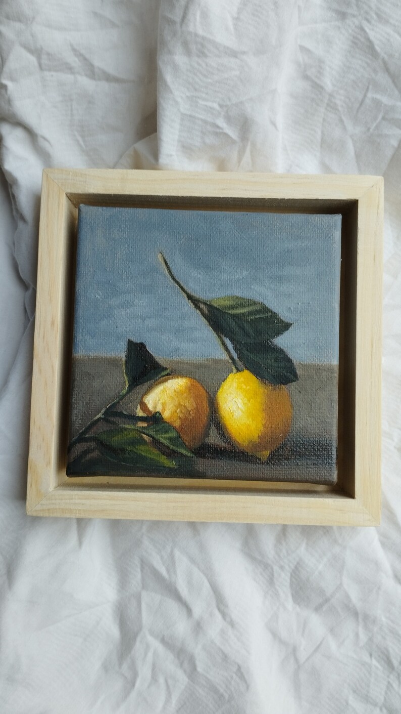 Lemon Oil Painting I Lemon Art Painting Artwork original oil painting I oil canvas art l painting Gift Birthday present image 1