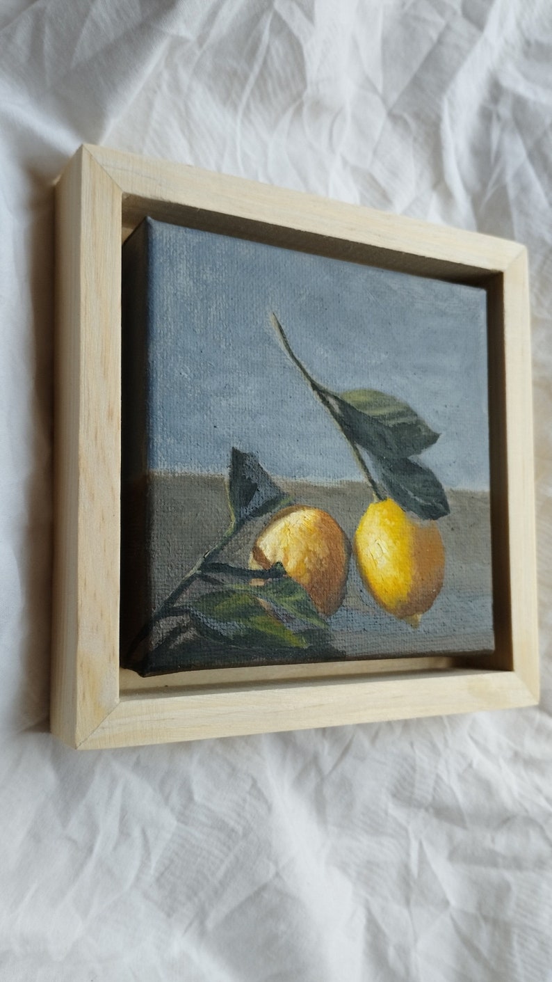 Lemon Oil Painting I Lemon Art Painting Artwork original oil painting I oil canvas art l painting Gift Birthday present image 5