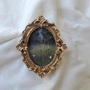 Original Landscape Painting, Original Oil Painting, Wildflower Meadow Art, Miniature Landscape, Woodland Painting, Tiny Nature Painting