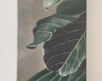 Leaf Oil Painting I Art on Canvas l Oil Painting on Canvas I Hand Painted Leaf Picture I Vintage Leaves | original oil painting l gift