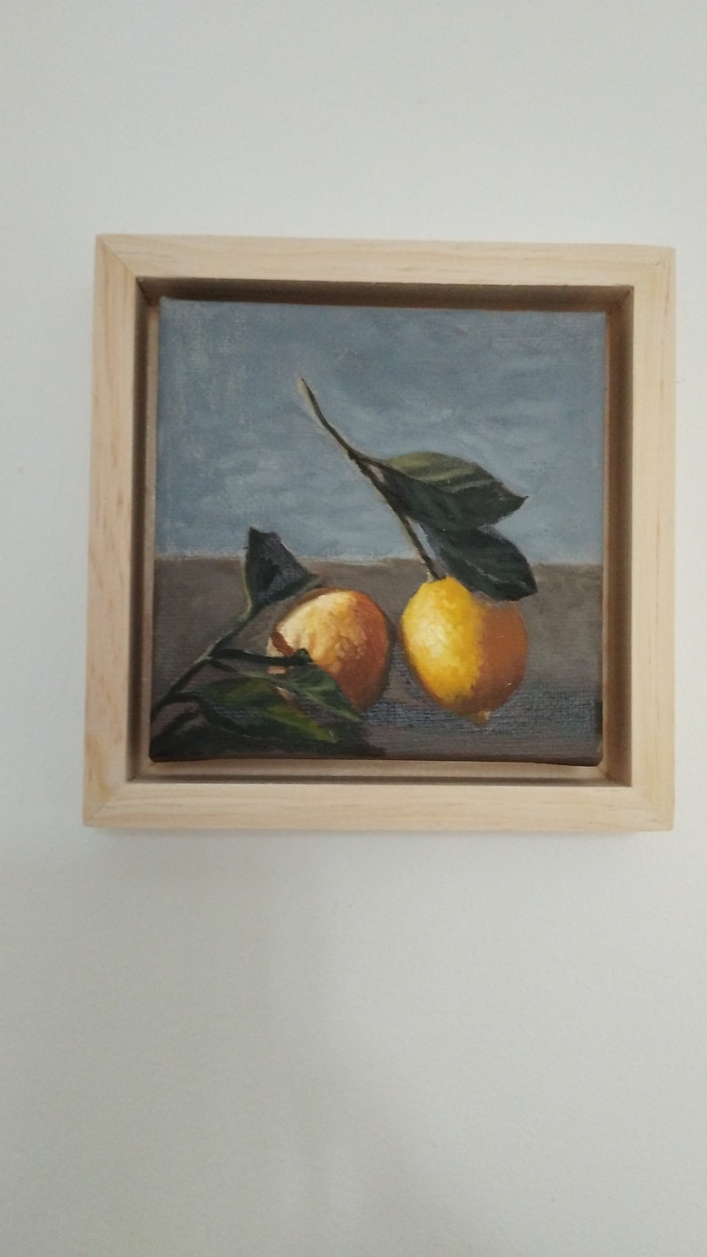 Lemon Oil Painting I Lemon Art Painting Artwork original oil painting I oil canvas art l painting Gift Birthday present image 3