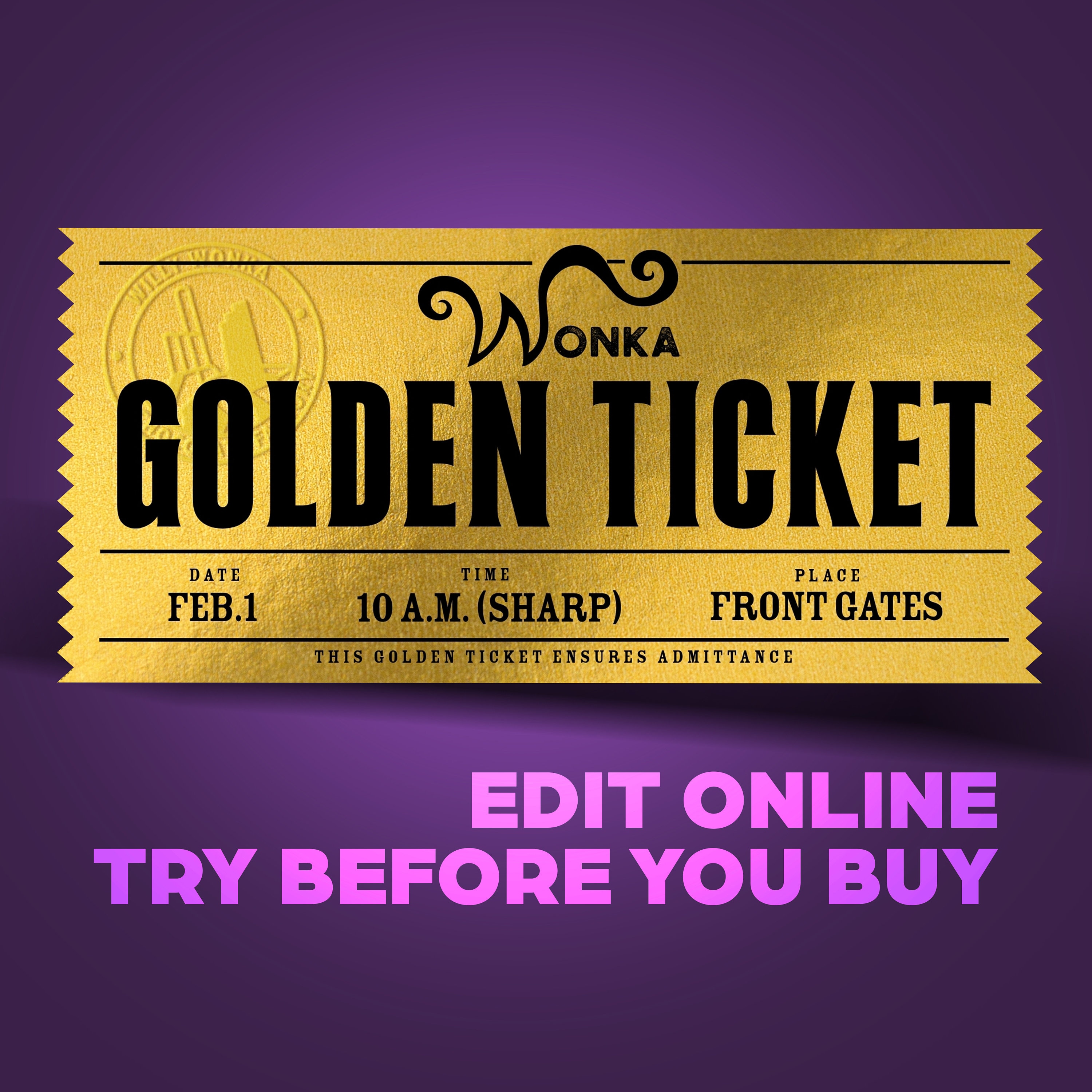 Willy Wonka Golden Ticket Template