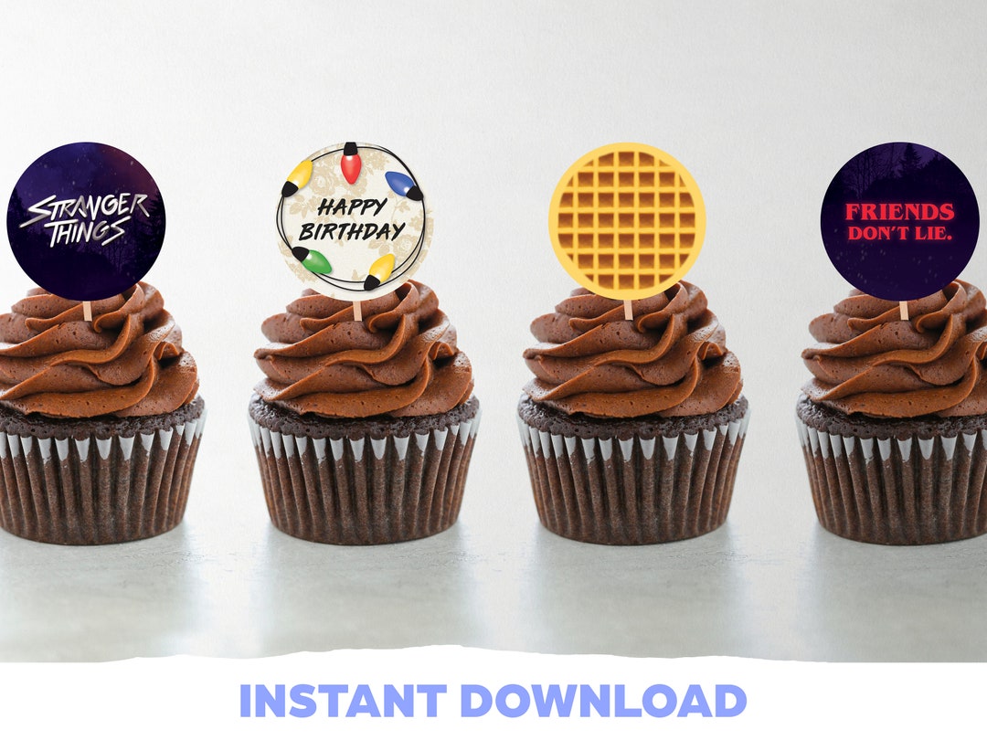 Stranger Things Cupcake Toppers or Round Stickers avery 22807 - Etsy