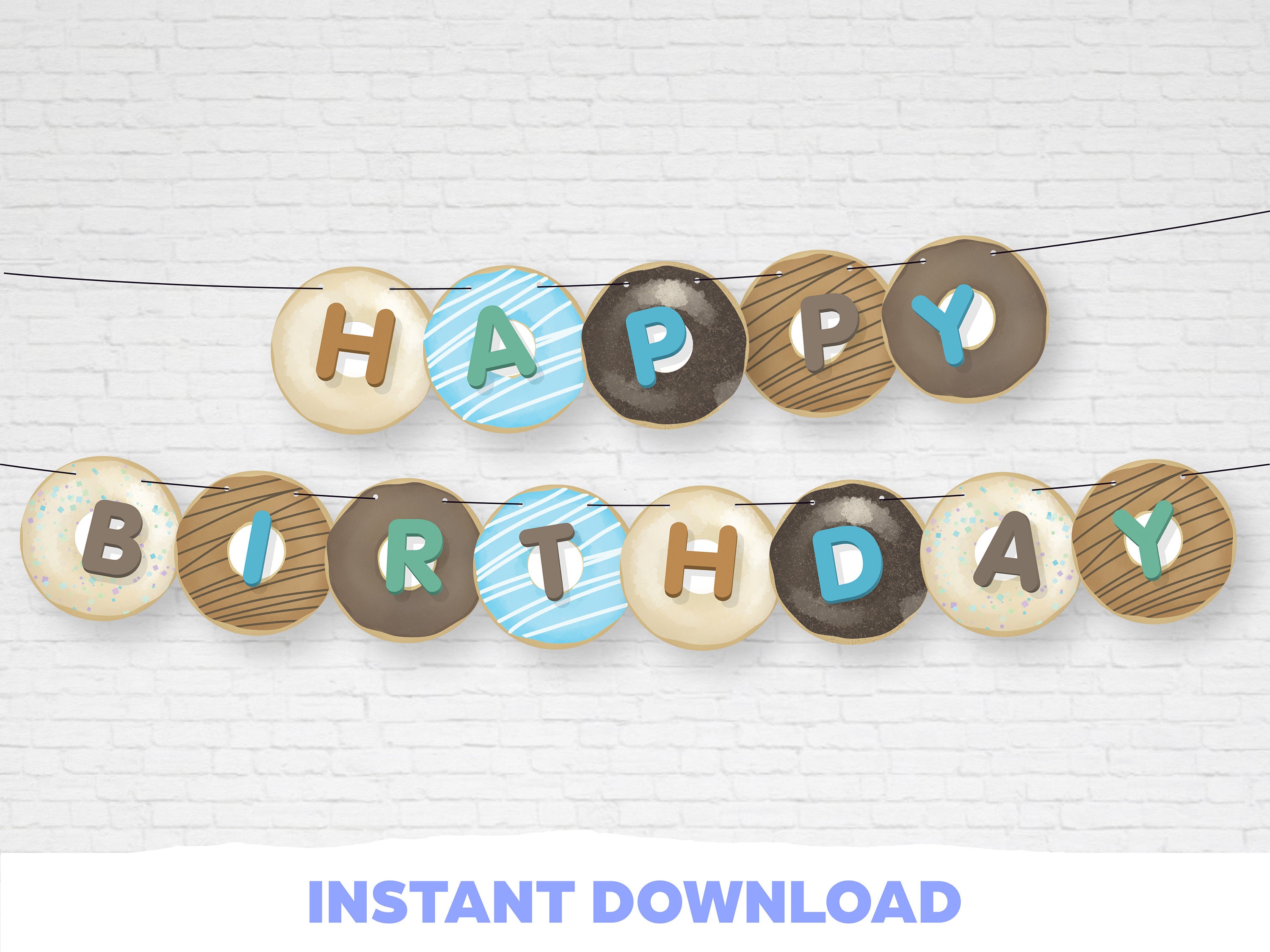 Happy Birthday Banner Donut Birthday Banner Boy Blue Donut | Etsy
