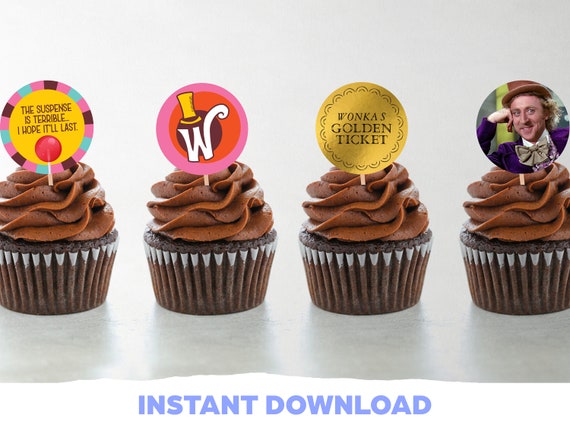 Wonka Cupcake Toppers, Willy Wonka and the Chocolate Factory Inspired ...