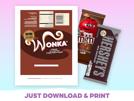 Wonka Bar Wrap Printable Not Editable Willy Wonka Etsy
