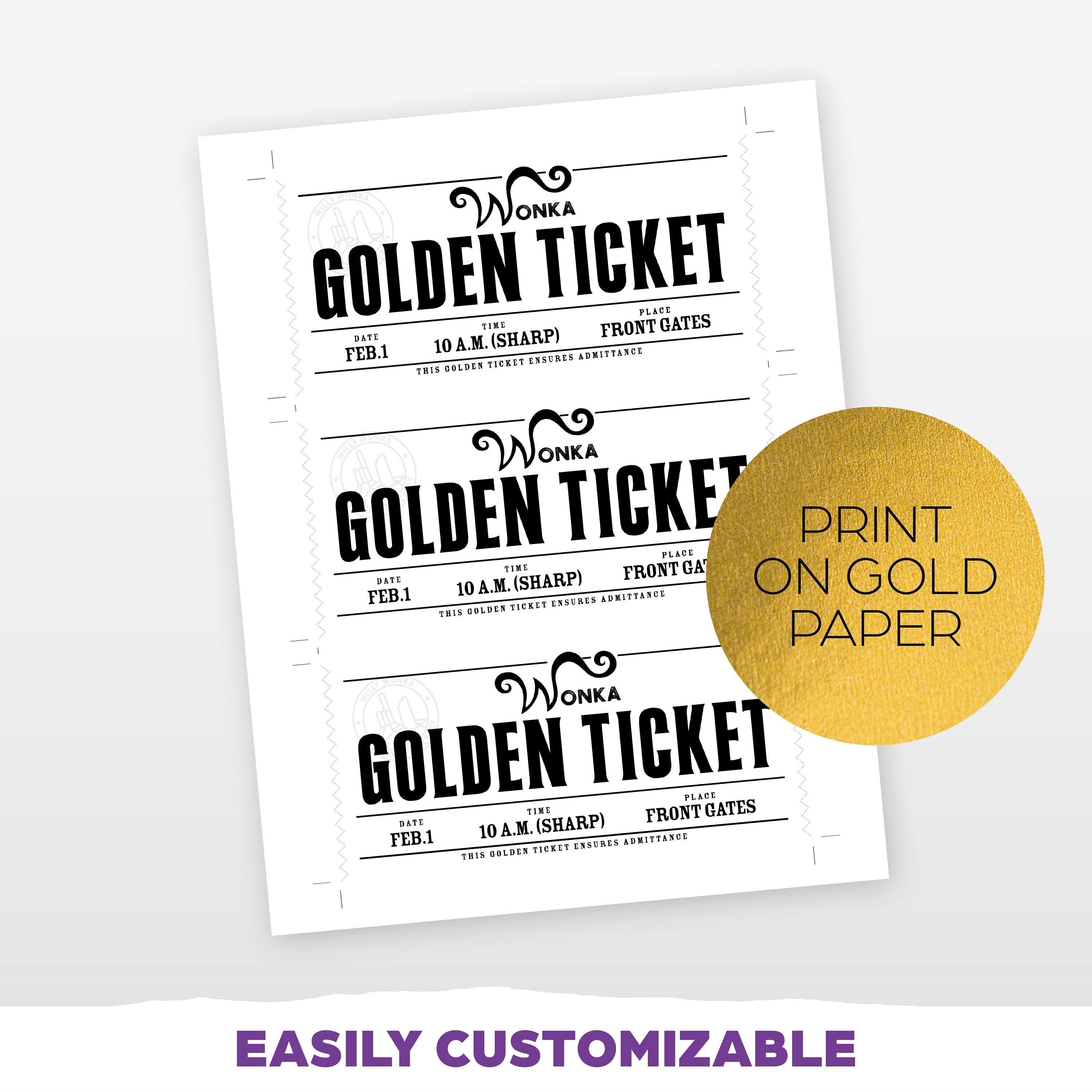 Willy Wonka Golden Ticket Template Printable Free