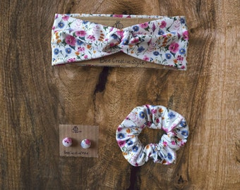 Set Little Flowers ( fascia, scrunchie, orecchini)