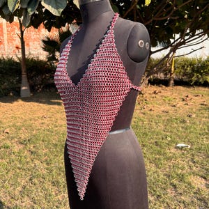 Fashionable Medieval Aluminium With Pink Rubber Butted 9 mm 16 Guage Chainmail Top For  Women