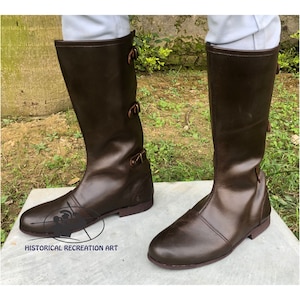 Mittelalterliche lange Stiefel | Handgefertigte Ritter Leder Lange Stiefel RE-Enactment Herren Stiefel |