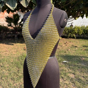 Fashionable Medieval Aluminium With Yellow Rubber Butted 9 mm 16 Guage Chainmail Top For Women