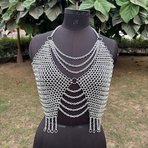 Fashionable Medieval Aluminium Butted 10 mm 16 Guage Chainmail Bra For Women