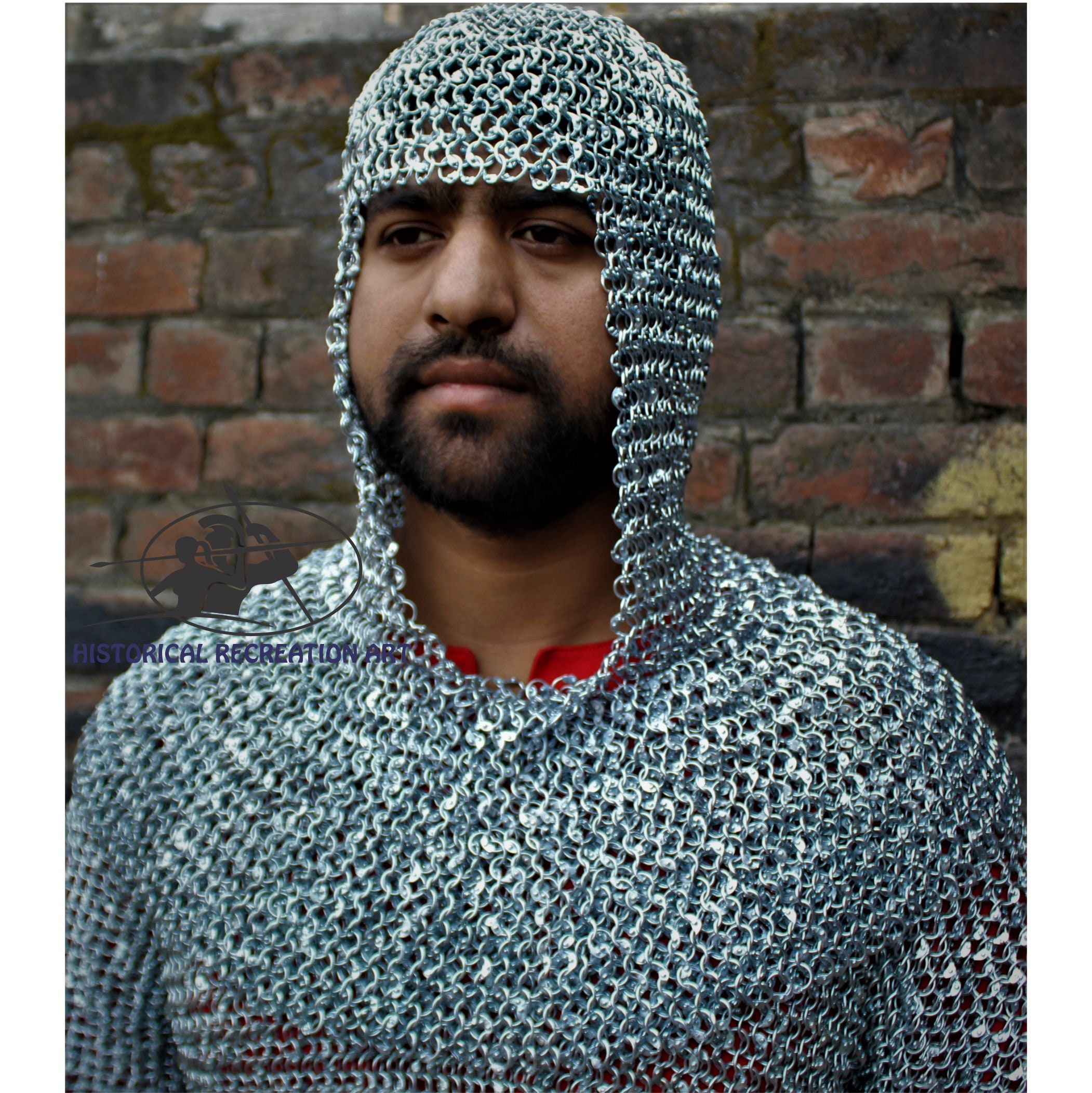 Cappuccio In Maglia Di Ferro Medioevale Coif A V - Per Rievocazione Storica, LARP E Cosplay