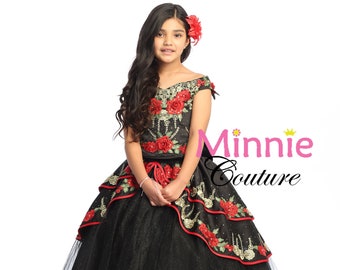 Black and Red Charro style dress for girls.