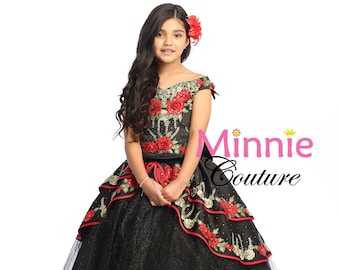 Vestido estilo Charro Negro y Rojo para México
