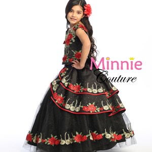 Black and Red Charro style dress for girls. image 3