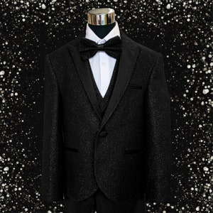 Boy's Black glitter suit image 1