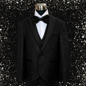 Boy&#39;s Black glitter suit