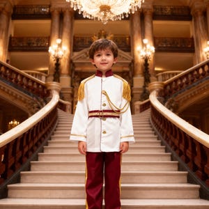 Boy's Prince Charming Costume: Burgundy & White Royal Outfit - Etsy