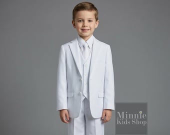 Boy's White Suit: 5-Piece Communion Celebration Set