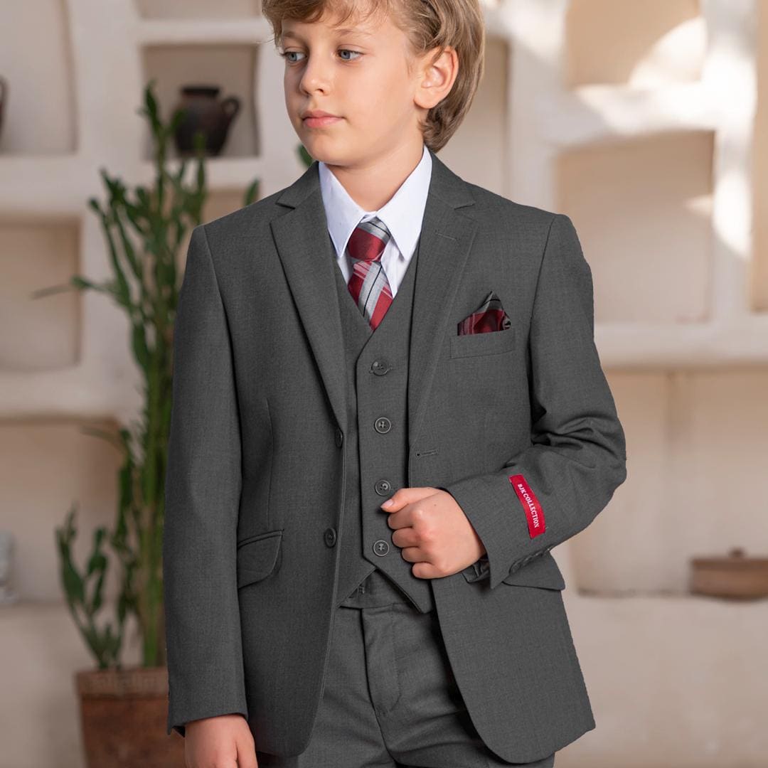Boys Suts Gray 5 Pece Boys Weddng Sut Page Boy Party Prom - Etsy