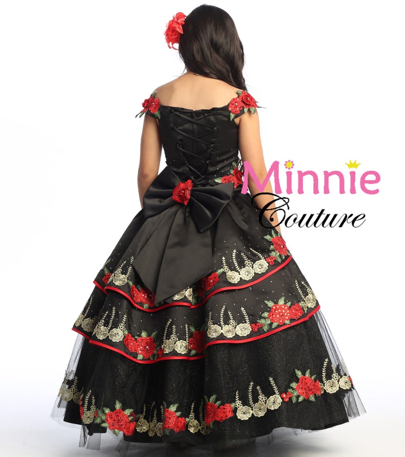 Black and Red Charro style dress for girls. image 4