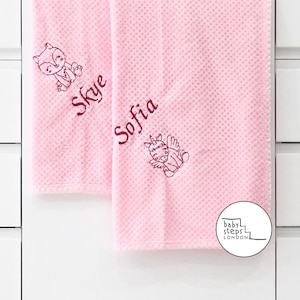 Embroidered Personalised Luxury Soft Waffle Blanket | Custom Name Date Design | Baby Shower Birthday Christening Newborn Children Kids Gift