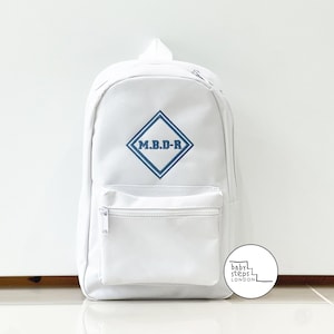 Embroidered Personalised Large Box/Heart Initials Mini Backpack | Children Kids Toddler Nursery School Bag | Boy Girl Custom Design Rucksack