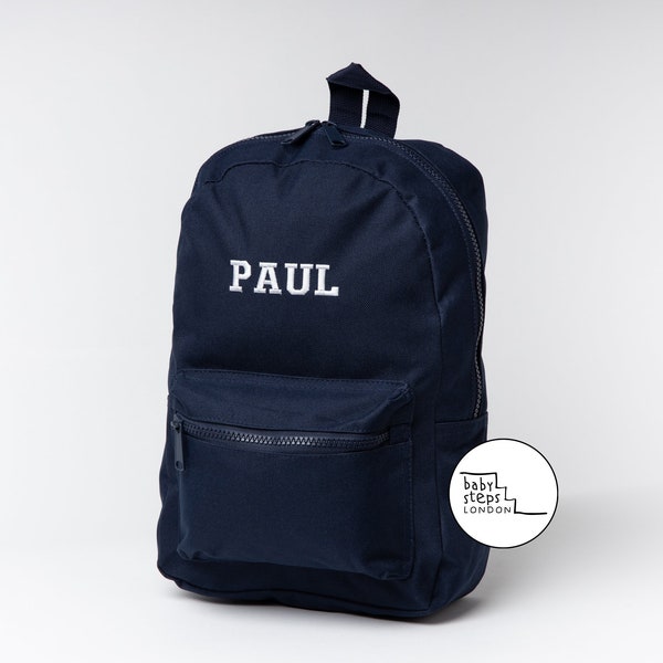 Navy Personalised Name/Initials Unisex Mini Lightweight Nursery School Backpack Rucksack Bag: Children | Infant | Kids | Toddler | Adults