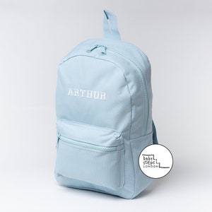 Mini sac à dos bleu brodé personnalisé | Enfants Enfants Tout-petits Sac d'école pour la maternelle | sac à dos garçon fille | Idée cadeau avec prénom personnalisé