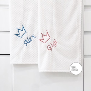 Embroidered Personalised Luxury Soft Waffle Blanket | Custom Name Date Design | Baby Shower Birthday Christening Newborn Children Kids Gift