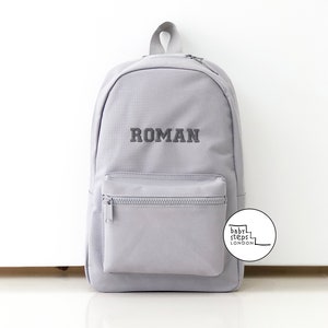 Grey Personalised Name/Initials Unisex Mini Lightweight Nursery School Backpack Rucksack Bag: Children | Infant | Kids | Toddler | Adults