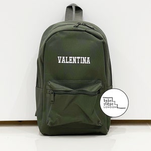 Mini sac à dos kaki personnalisé brodé | Enfants Enfants Tout-petits Sac d'école pour la maternelle | sac à dos garçon fille | Idée cadeau personnalisée avec nom et design