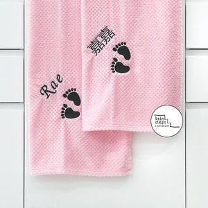 Embroidered Personalised Luxury Soft Waffle Blanket | Custom Name Date Design | Baby Shower Birthday Christening Newborn Children Kids Gift
