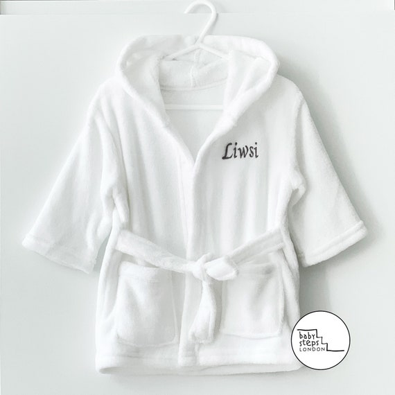 White Personalised Luxury Soft & Lightweight Fleece Bath Robe 