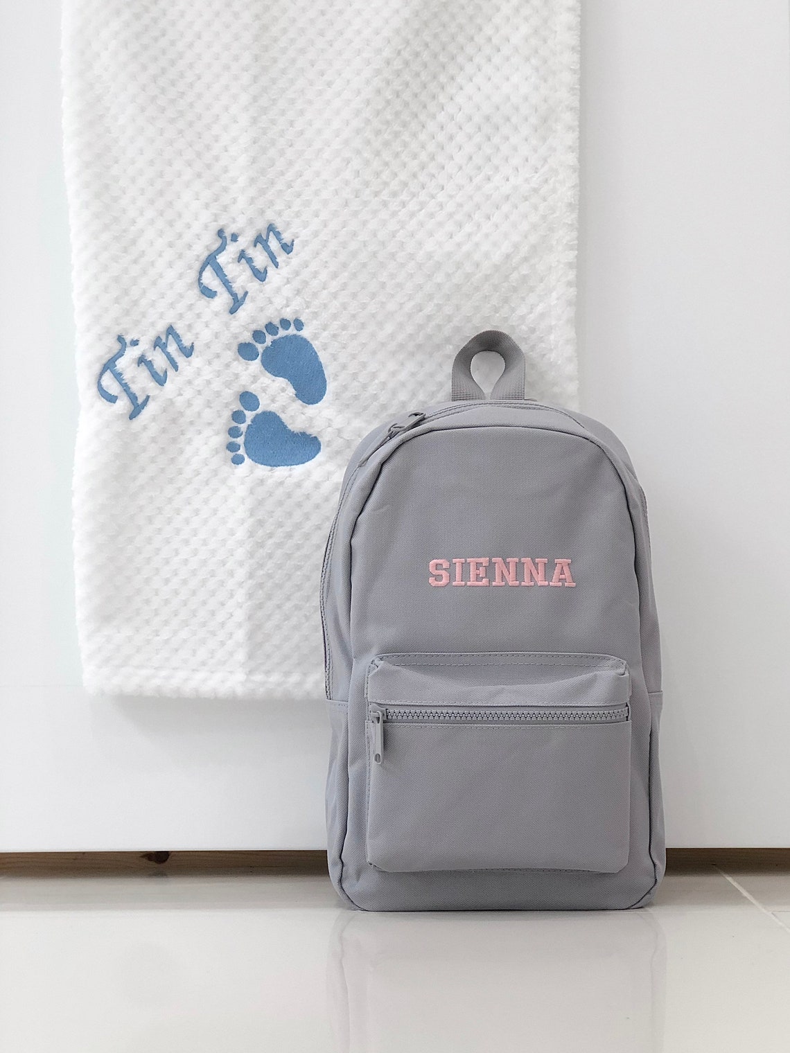 2ITEMS Personalised Name Mini Backpack Rucksack Bag & Blanket Etsy