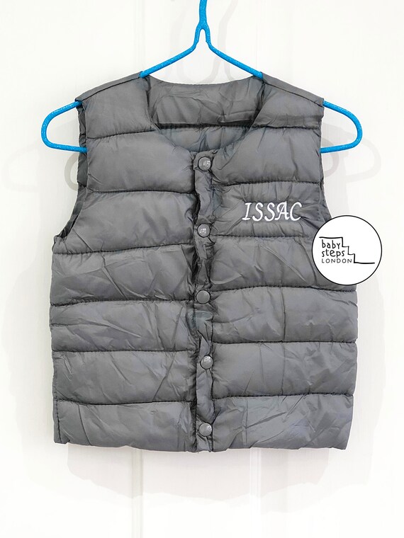 Personalised Name Nursery School Body Warmer Gilet Lightweight Sleeveless  Button Padded Jacket: Children Infant Kids Newborn Toddler 