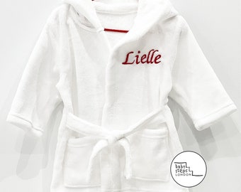 White Personalised Luxury, Soft & Lightweight Fleece Bath Robe 1st Birthday Baby Gift: Birth | Children | Infant | Kids | Newborn | Toddler