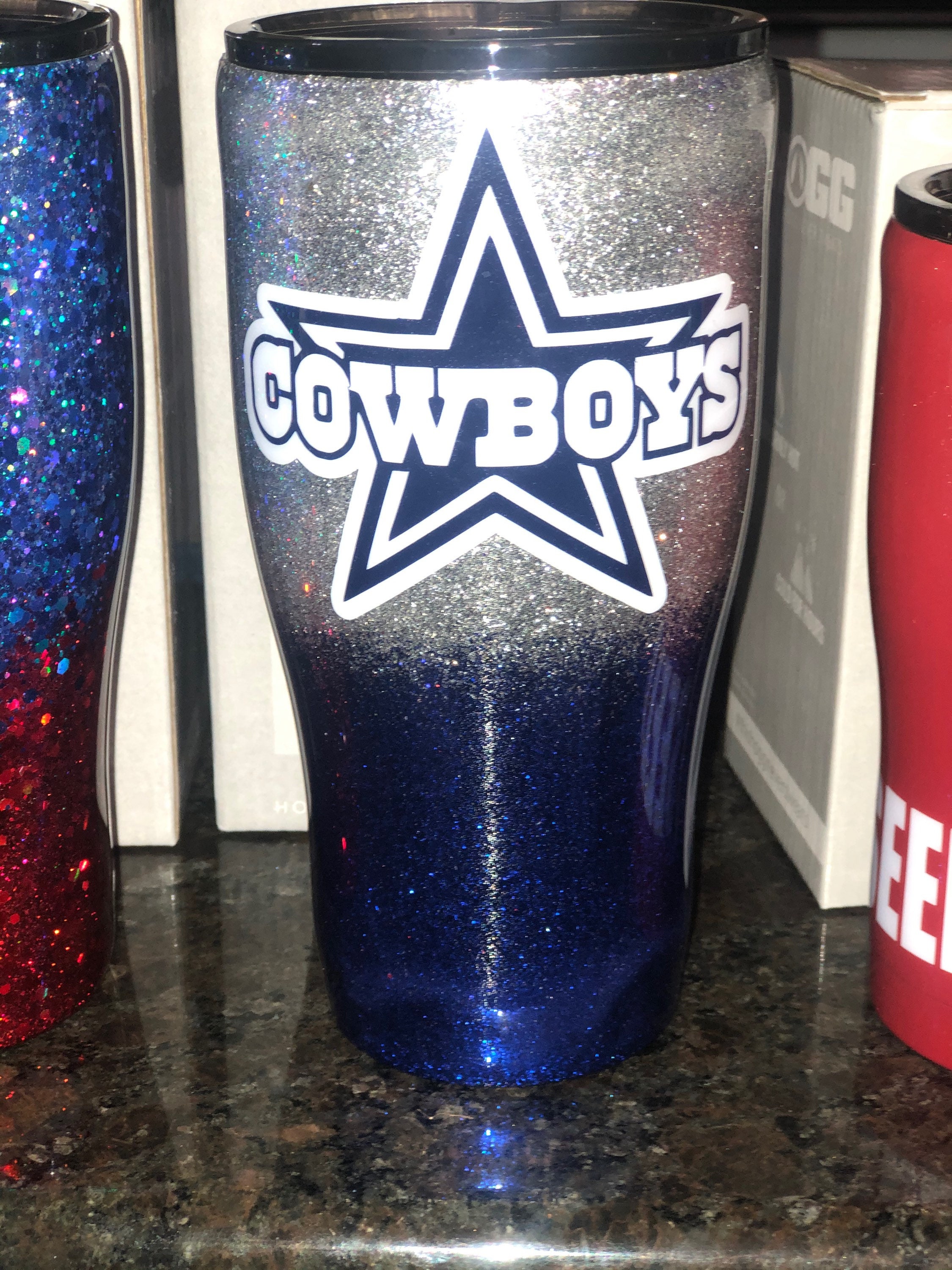 Cowboys glitter Tumbler Etsy