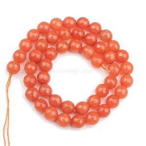 宝石ビーズ、ファセットオレンジカルセドニービーズ、プレミアムマーラ用品、卸売DIYジュエリー製作用品4、6、8、10、12mm