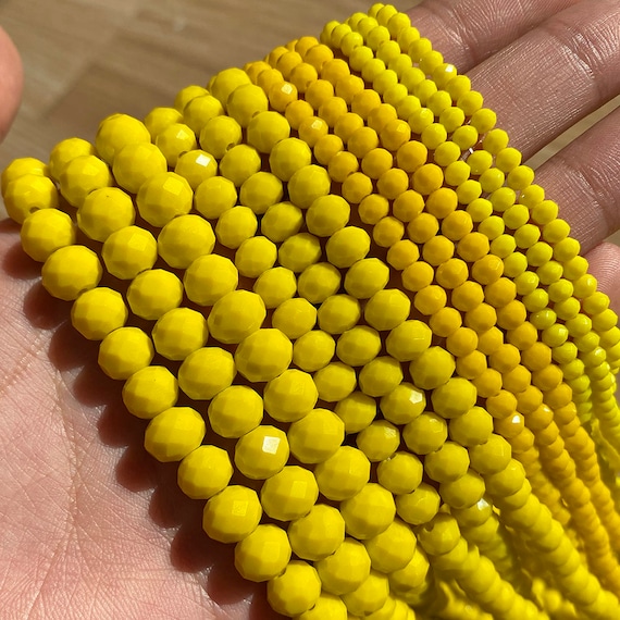 Opaque Yellow Austrian Crystal GLASS Faceted Rondelle Beads, 15