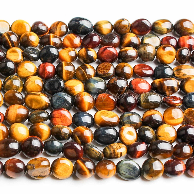 Gemstone Beads Genuine Tigers Eye Tumbled Pebble Freeform Etsy