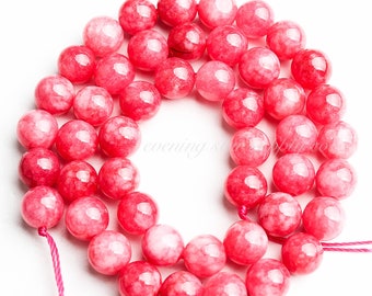 Gemstone Beads, Rhodochrosite-Colored Beads, Dark Pink Beads, Wholesale DIY Jewelry Making Supplies 6, 8, 10, 12 mm