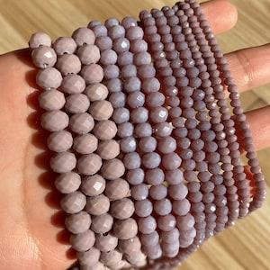 Opaque Soft Purple Austrian Crystal GLASS Faceted Rondelle Beads, 15” Strand, Multiple Sizes, Wholesale DIY Jewelry Making Supplies